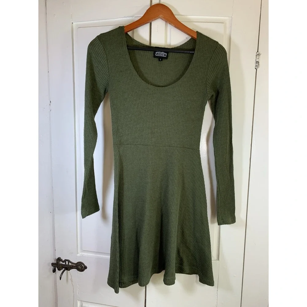 Angie Ribbed Knit Long Sleeve Dress Size Small Punk Grunge‎ Skater Alternative
